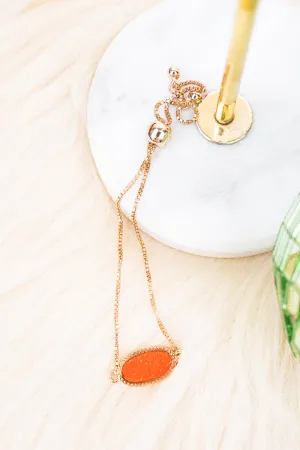 Worn Goldtone and Tangerine Druzy Adjustable Bracelet