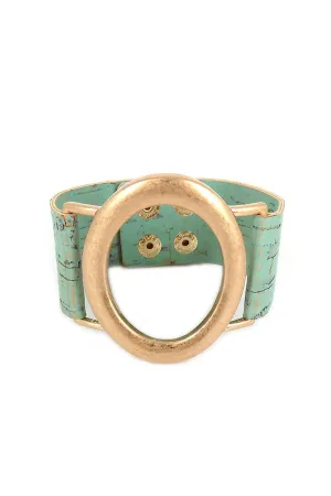 Worn Goldtone Oval Mint Cork Bracelet