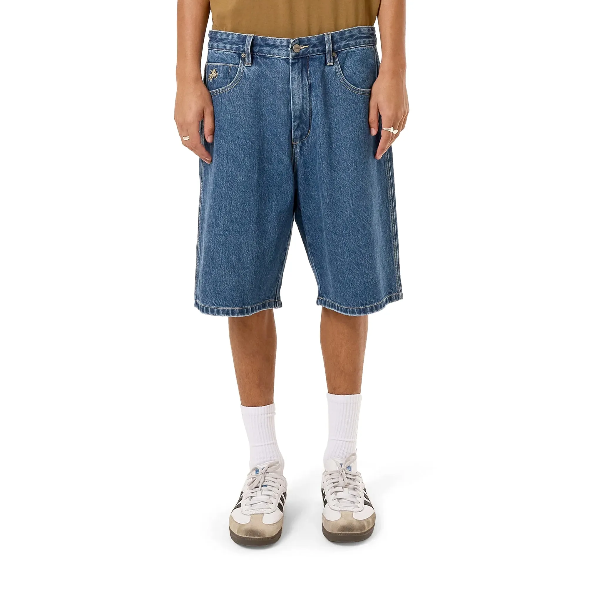 Worship Big Dawg Jeanshort Worn Blue Rinse