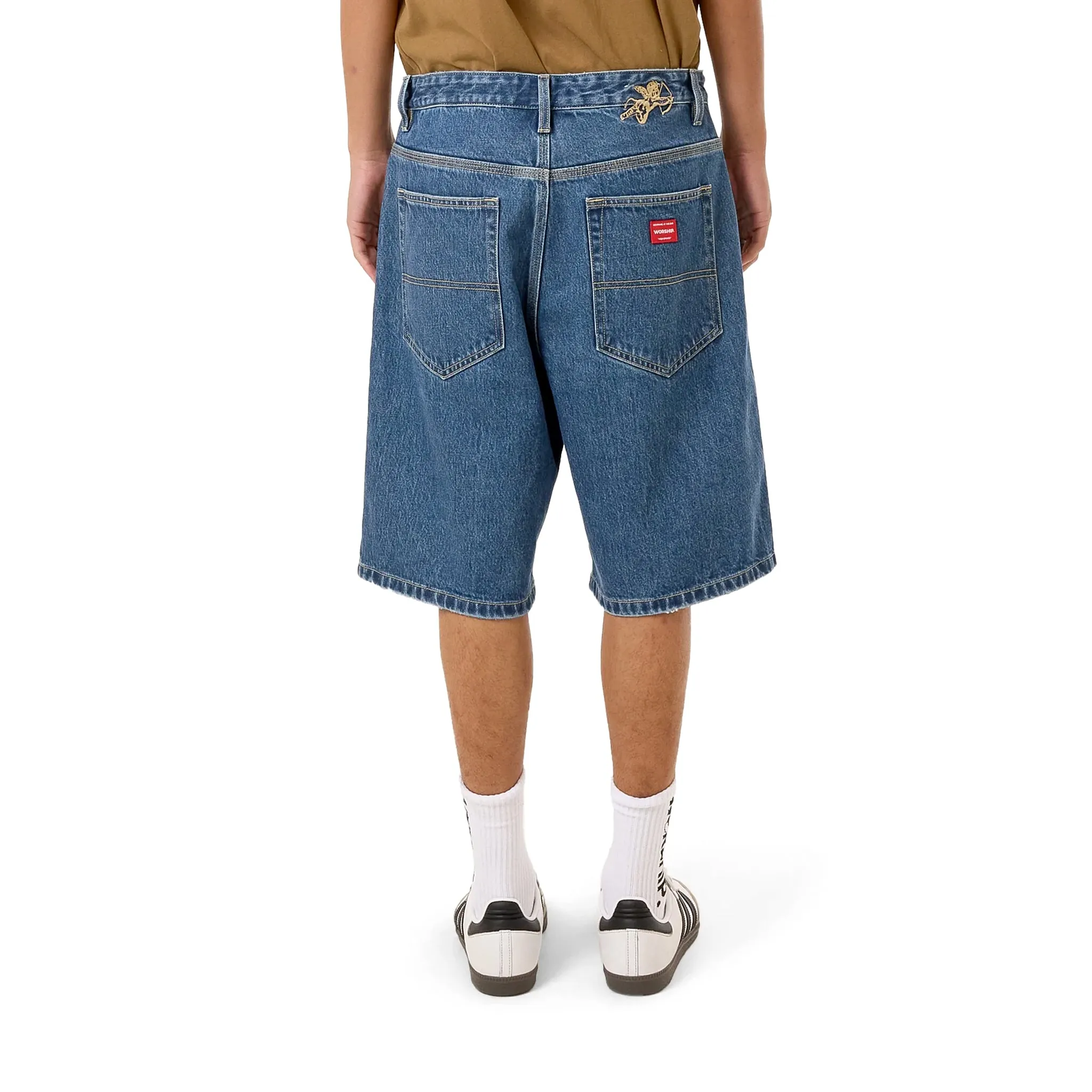 Worship Big Dawg Jeanshort Worn Blue Rinse
