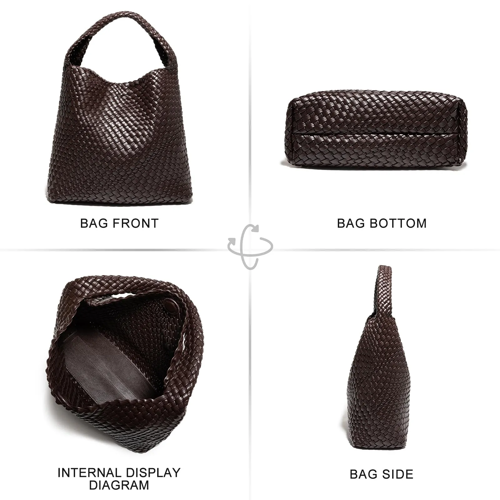 Woven Bag Purses and Handbags Woven Vegan Leather Bag For Women Woven Tote Bag Shoulder Bag Top-Handle Bag With Purses