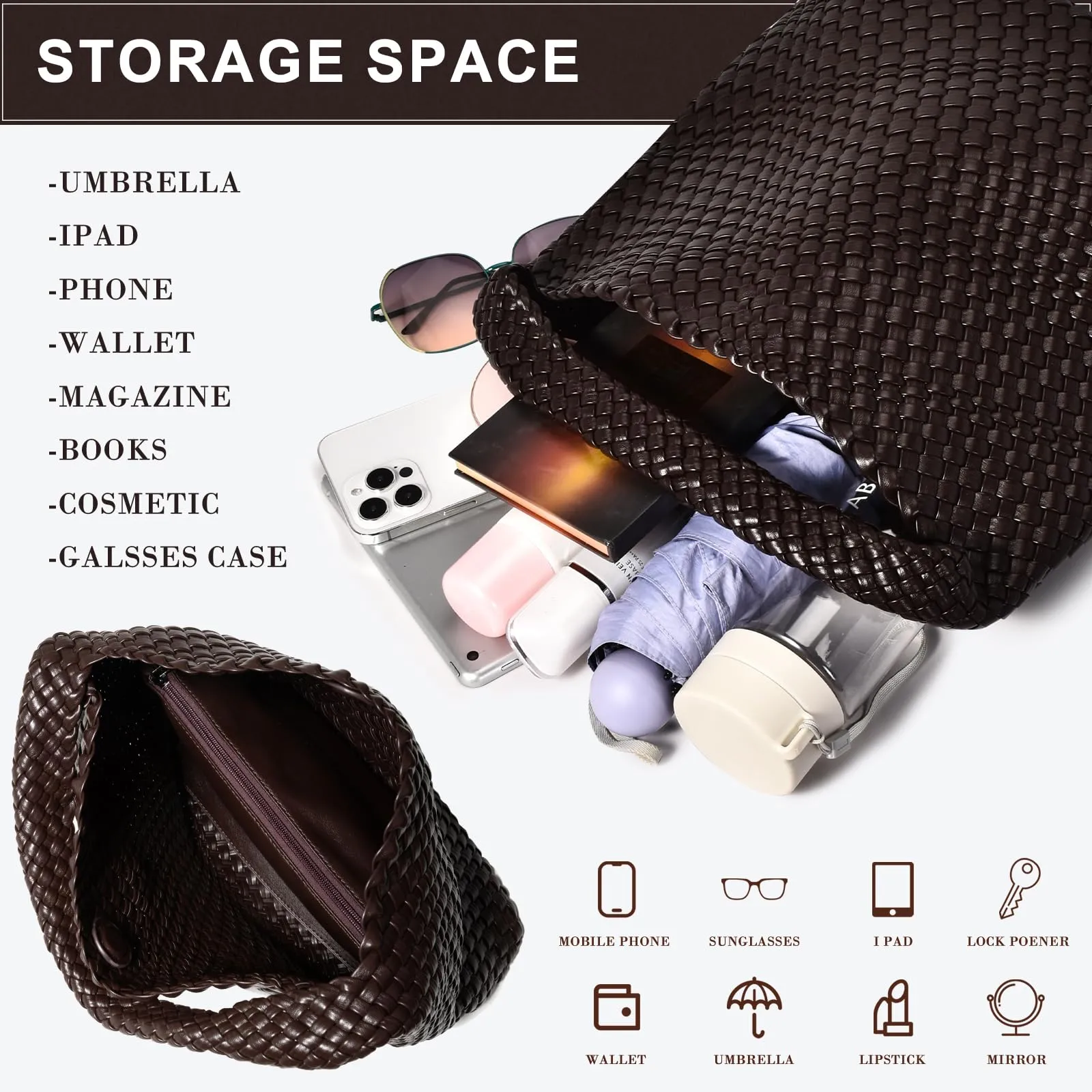 Woven Bag Purses and Handbags Woven Vegan Leather Bag For Women Woven Tote Bag Shoulder Bag Top-Handle Bag With Purses