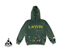 x Lanvin Worn Effect Hoodie "Green Paint Splatter"