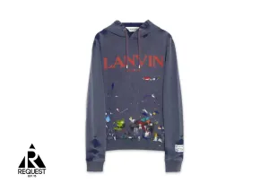 x Lanvin Worn Effect Hoodie "Navy Paint Splatter"