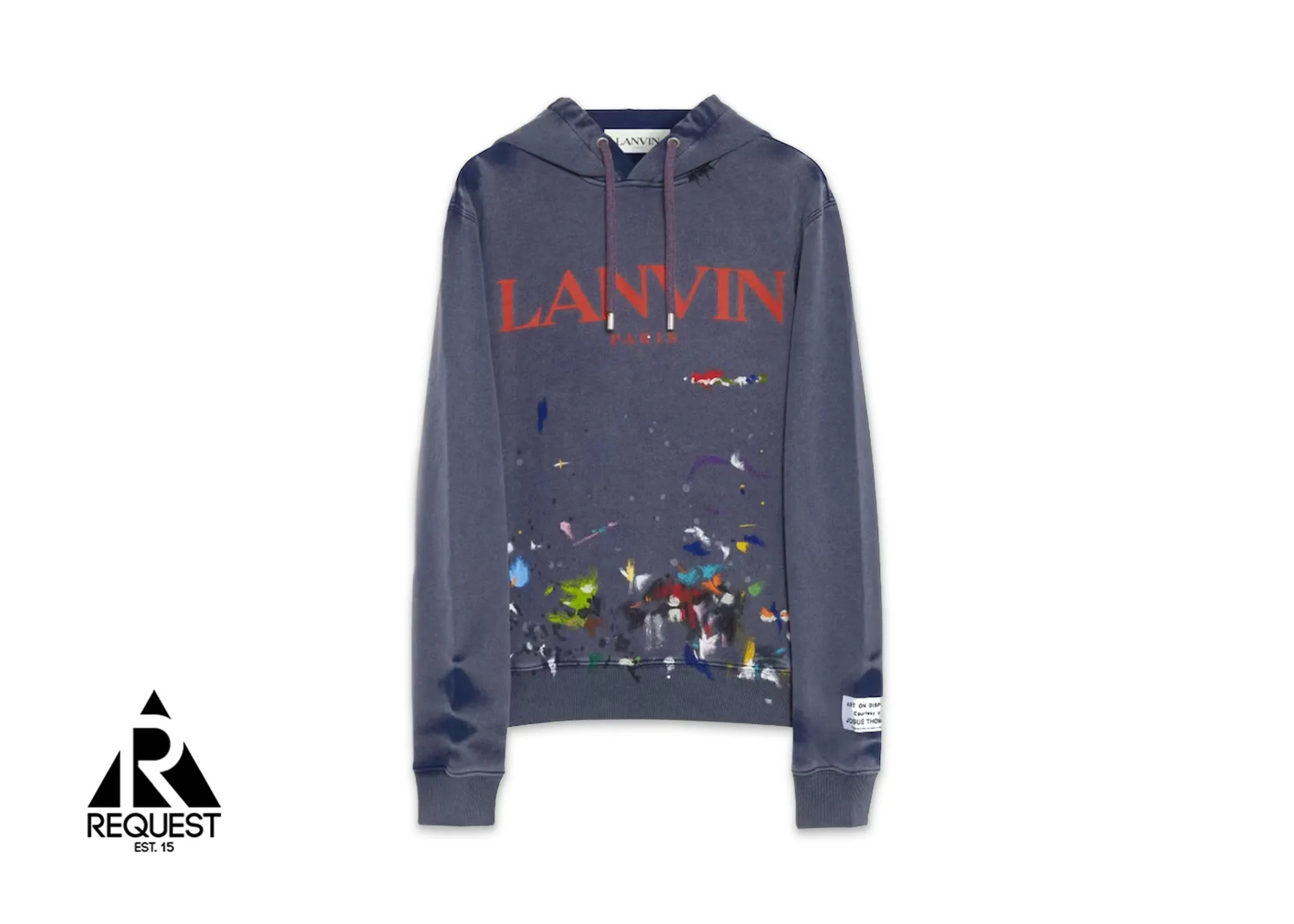 x Lanvin Worn Effect Hoodie "Navy Paint Splatter"