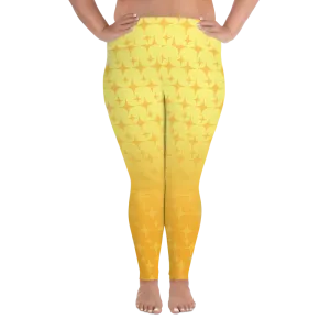 Yellow Ghost Sparkle Plus Size Leggings (Women's 2XL-6XL)