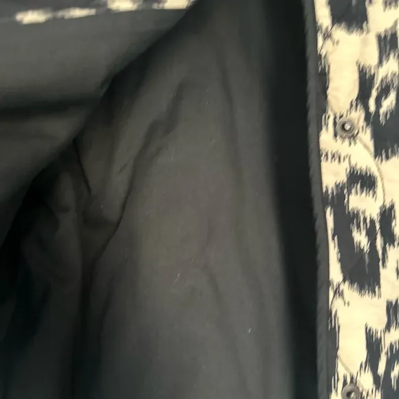 Zara Black and Cream Bomber Jacket with Graphic Design